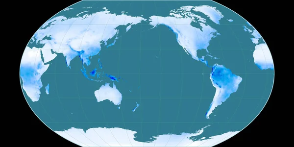 Kavraisky七世投影中的世界地图以西经170度为中心 平均年降水量图 具有满意效果的栅格原料复合材料 3D插图 — 图库照片