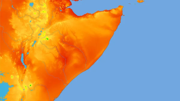 Área Somália Mapa Anual Temperatura Projeção Estereográfica Composição Bruta Das — Fotografia de Stock