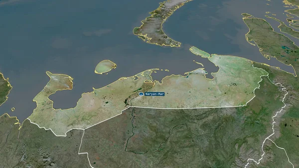 Nenets Provincia Autónoma Rusia Zoomed Destacó Con Capital Imágenes Satélite —  Fotos de Stock