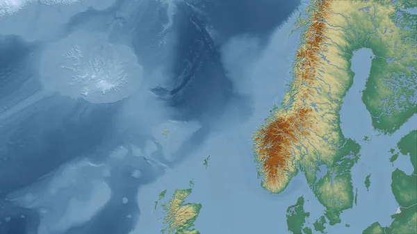 Švédsko Detailní Pohled Zemi Žádný Obrys Mapa Topografického Reliéfu — Stock fotografie