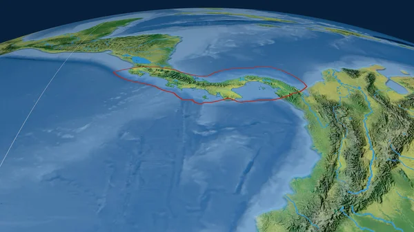 Panama Tektonikus Lemez Körvonalazódik Világon Topográfiai Térkép Renderelés — Stock Fotó