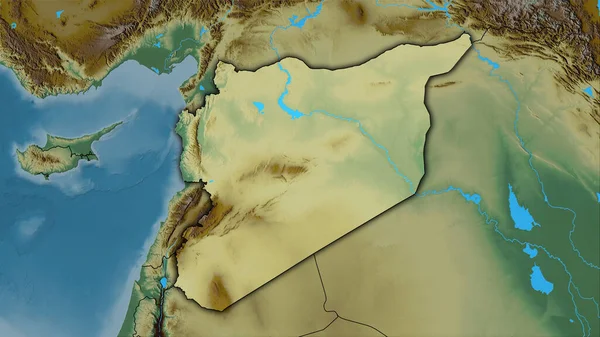 Siria Mapa Topográfico Relieve Proyección Estereográfica Composición Cruda Capas Trama —  Fotos de Stock