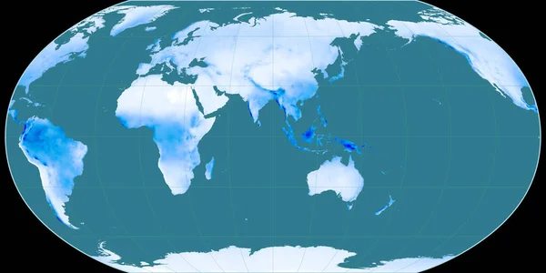 Robinson Kivetítés Világtérképe Keleti Hosszúság Összpontosult Átlagos Éves Csapadéktérkép Nyers — Stock Fotó