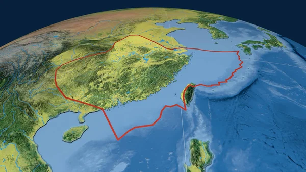 Placa Tectónica Yangtze Delineada Globo Mapa Topográfico Renderizado —  Fotos de Stock