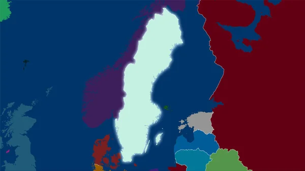 Sweden Area Administrative Divisions Map Stereographic Projection Raw Composition Raster — Stock Photo, Image