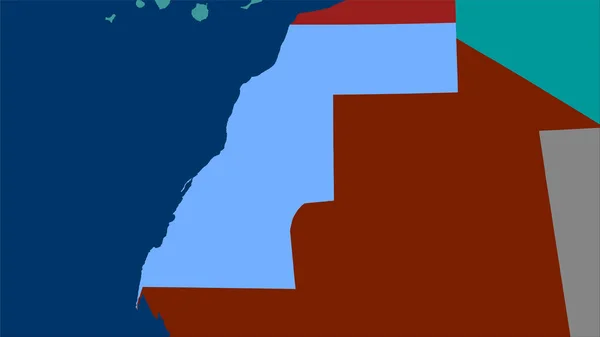 Área Saara Ocidental Mapa Divisões Administrativas Projeção Estereográfica Composição Bruta — Fotografia de Stock