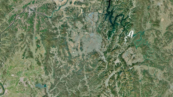 韓国の大都市 衛星画像 形状は その国の領域に対して概説 3Dレンダリング — ストック写真