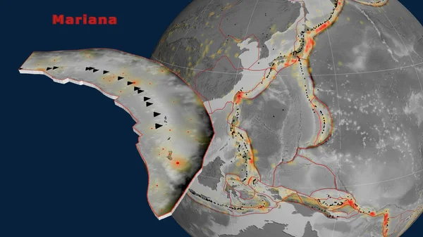 Mariana Tektonische Platte Beschrieben Extrudiert Und Präsentiert Gegen Den Globus — Stockfoto