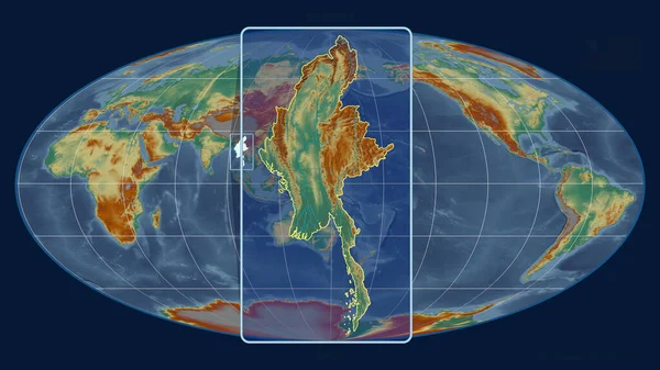 Vista Ampliada Del Esquema Myanmar Con Líneas Perspectiva Contra Mapa —  Fotos de Stock