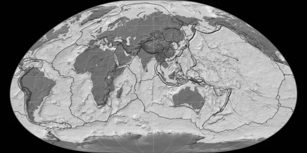 Weltkarte Der Loximuthal Projektion Mittig Auf Östlicher Länge Bilevel Topographische — Stockfoto