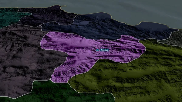 Amasya Provincia Turquía Zoomed Destacó Con Capital Mapa Coloreado Tocado — Foto de Stock