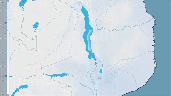 Précipitation Mois Sec Dans Région Malawi Dans Projection Stéréographique Avec — Photo