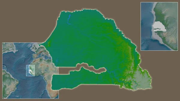 Gros Plan Sur Sénégal Situation Dans Région Centre Une Carte — Photo