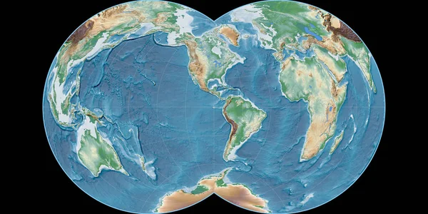 Карта Світу Мауреровій Повній Глобулярній Проекції Зосереджена Довготі Заходу Кольорові — стокове фото