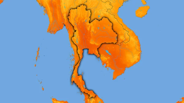 Área Tailandia Mapa Anual Temperatura Proyección Estereográfica Composición Cruda Capas — Foto de Stock