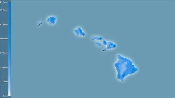 Nederbörd Regnigaste Månaden Usa Hawaii Området Stereografisk Projektion Med Legend — Stockfoto