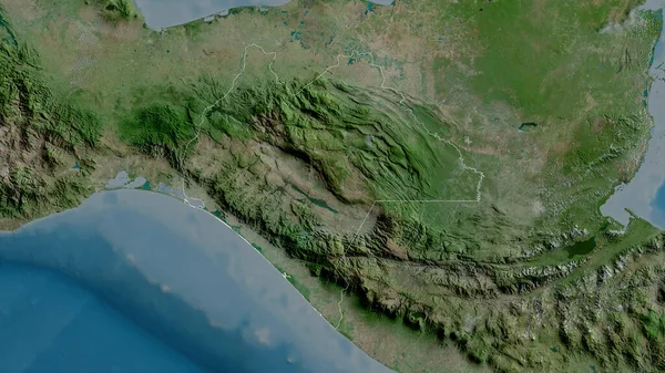 Chiapas Estado México Imágenes Satélite Forma Delineada Contra Área País — Foto de Stock