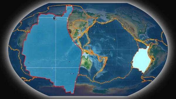 Nazca Tectonic Plate Extruded Presented Global Color Physical Map Kavrayskiy — Stock Photo, Image