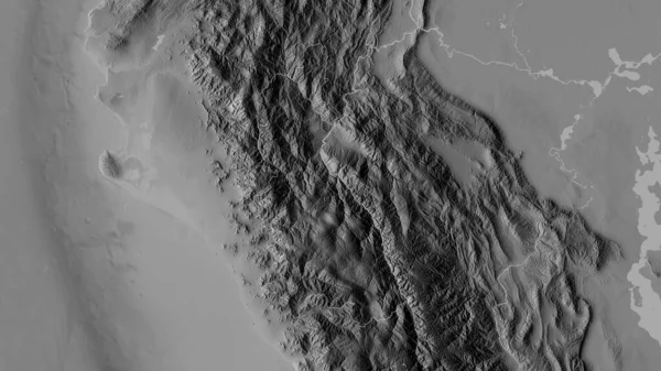 Cajamarca Región Del Perú Mapa Escala Grises Con Lagos Ríos — Foto de Stock