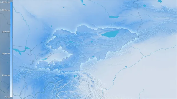 Roczne Opady Atmosferyczne Rejonie Kirgistanu Projekcji Stereograficznej Legendą Surowa Kompozycja — Zdjęcie stockowe