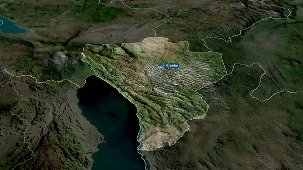 Njombe Región Tanzania Acercó Destacó Con Capital Imágenes Satélite Renderizado —  Fotos de Stock