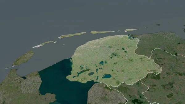 Friesland Prowincja Holandii Powiększyła Się Podkreśliła Zdjęcia Satelitarne Renderowanie — Zdjęcie stockowe