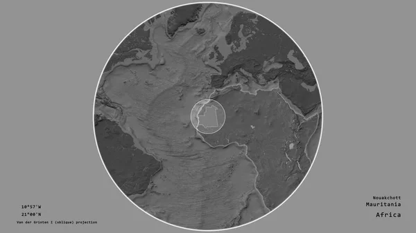 Gebiet Von Mauretanien Mit Einem Kreis Auf Der Großformatigen Landkarte — Stockfoto