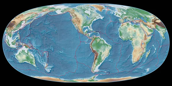Mappa Del Mondo Nella Proiezione Mcbryde Thomas Centrata Sulla Longitudine — Foto Stock