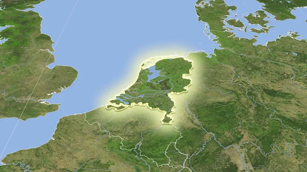 Hollanda Komşuları Uzak Eğimli Perspektif Şekil Parlıyordu Uydu Resimleri — Stok fotoğraf