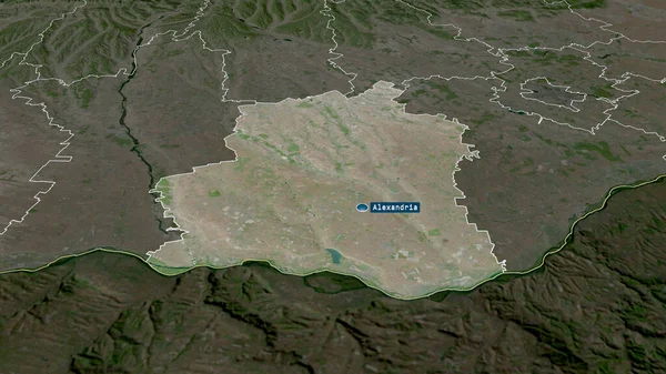Teleorman Grevskapet Rumänien Zoomade Och Belystes Med Kapital Satellitbilder Rendering — Stockfoto