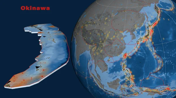Okinawa Tektonische Platte Beschrieben Extrudiert Und Gegen Den Globus Präsentiert — Stockfoto
