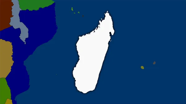 Área Madagascar Mapa Divisiones Administrativas Proyección Estereográfica Composición Cruda Capas —  Fotos de Stock