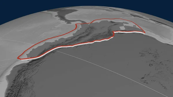 Noord Andes Tektonische Plaat Geëxtrudeerd Aardbol Grayscale Hoogte Kaart Weergave — Stockfoto