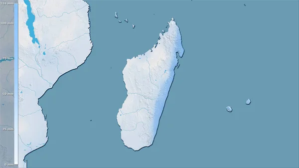 Madagaskar Bölgesindeki Kuru Ayın Yağışı Efsanevi Stereografik Projeksiyonla Raster Tabakalarının — Stok fotoğraf