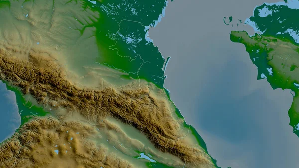 Daguestán República Rusia Datos Sombreado Colores Con Lagos Ríos Forma — Foto de Stock