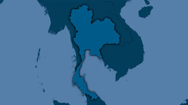 Thaïlande Zone Sur Carte Solide Dans Projection Stéréographique Composition Brute — Photo