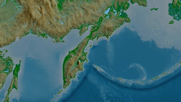 Kamchatka Território Rússia Dados Sombreamento Coloridos Com Lagos Rios Forma — Fotografia de Stock