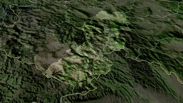 Raski District Van Servië Gezoomd Gemarkeerd Satellietbeelden Weergave — Stockfoto