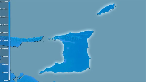 Roczne Opady Atmosferyczne Obszarze Trynidadu Tobago Projekcji Stereograficznej Legendą Surowa — Zdjęcie stockowe