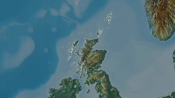 Skottland Region Storbritannien Färgad Lättnad Med Sjöar Och Floder Form — Stockfoto