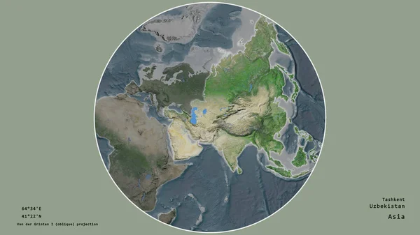 Территория Узбекистана Сосредоточена Кругу Окружающем Континент Ненасыщенном Фоне Приведены Основные — стоковое фото