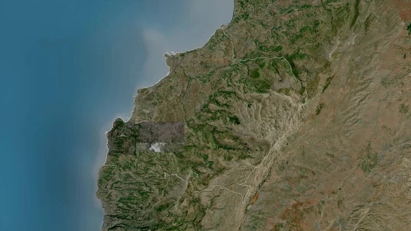 North Governorate Lebanon Satellite Imagery Shape Outlined Its Country Area — Stock Photo, Image