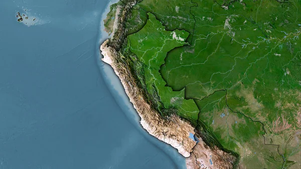 Oblast Peru Mapě Satelitu Stereografické Projekci Hrubé Složení Rastrových Vrstev — Stock fotografie