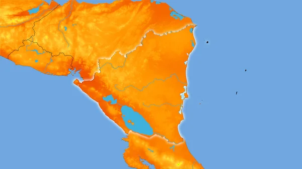 Obszar Nikaragui Rocznej Mapie Temperatury Projekcji Stereograficznej Surowa Kompozycja Warstw — Zdjęcie stockowe