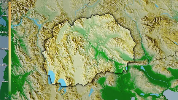 Carte Physique Dans Région Macédoine Dans Projection Stéréographique Avec Légende — Photo