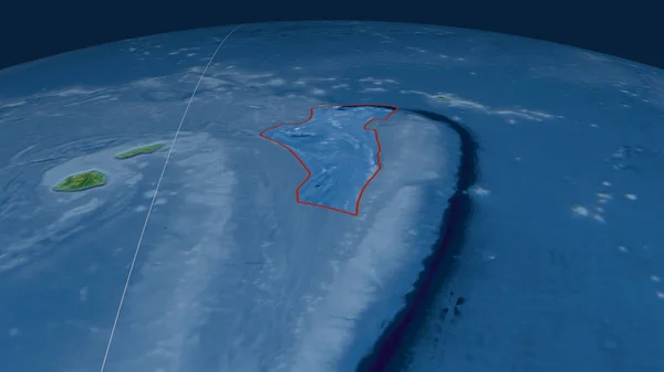 Płyta Tektoniczna Niuafou Zarysowana Kuli Ziemskiej Mapa Topograficzna Renderowanie — Zdjęcie stockowe