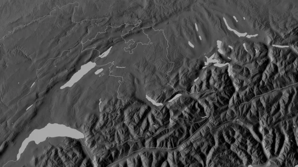 스위스의 호수와 회색지도 셰이프는 지역에 약술하였다 렌더링 — 스톡 사진