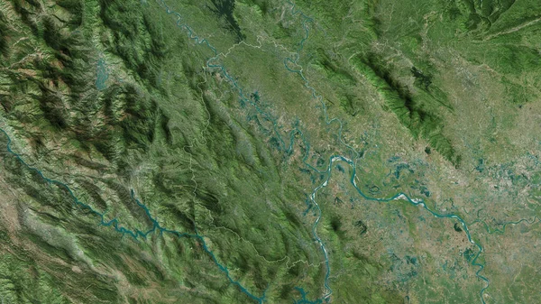 ベトナムのPhu Tho県 衛星画像 形状は その国の領域に対して概説 3Dレンダリング — ストック写真