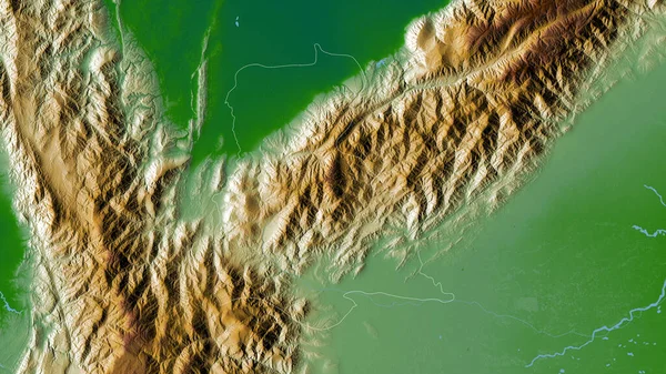 Tachira State Venezuela Colored Shader Data Lakes Rivers Shape Outlined — Stock Photo, Image