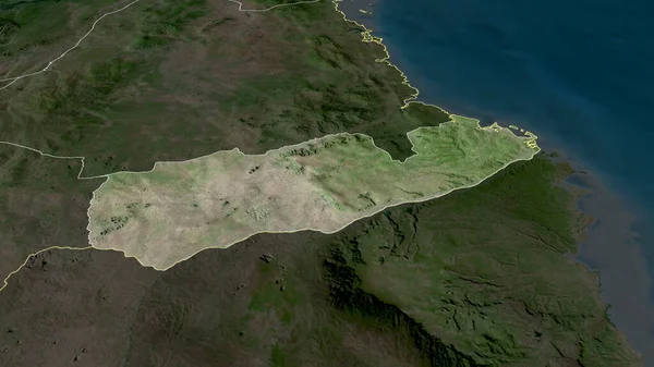 Mtwara Regionen Tanzania Zoomas Och Betonas Satellitbilder Rendering — Stockfoto